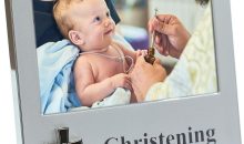 MIMOSA MOMENTS Metal Religious Picture Frame Christening with cross icon (Silver-tone Christening, 6×4)