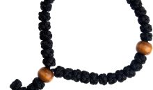 Handmade 33 Knot Prayer Rope, Traditional Blessed Cross Charm, Orthodox Christian Prayer Cord with Wooden Beads for Men & Women- Black
