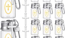 30 Set Holy Water Keychain with 7ml Glass Holy Water Bottle Vial Crucifix and Sticker Small Holy Water Container for Catholic Christian First Communion Gift Church Wedding Baptism Party Favor