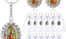 24 Pcs Our Lady of Guadalupe Keychains Baptism Favors for Guests First Communion Gift Virgen De Guadalupe Llaveros with Organza Gift Bags Religious Catholic Keychain Recuerdos De Bautizo Christening