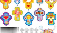 30 Set Cross Suncatchers Craft Kit Religious DIY Suncatchers Make Your Own Christian Cross Paint Sun Catchers Ornaments for Religious Sunday School Vbs Craft Activities